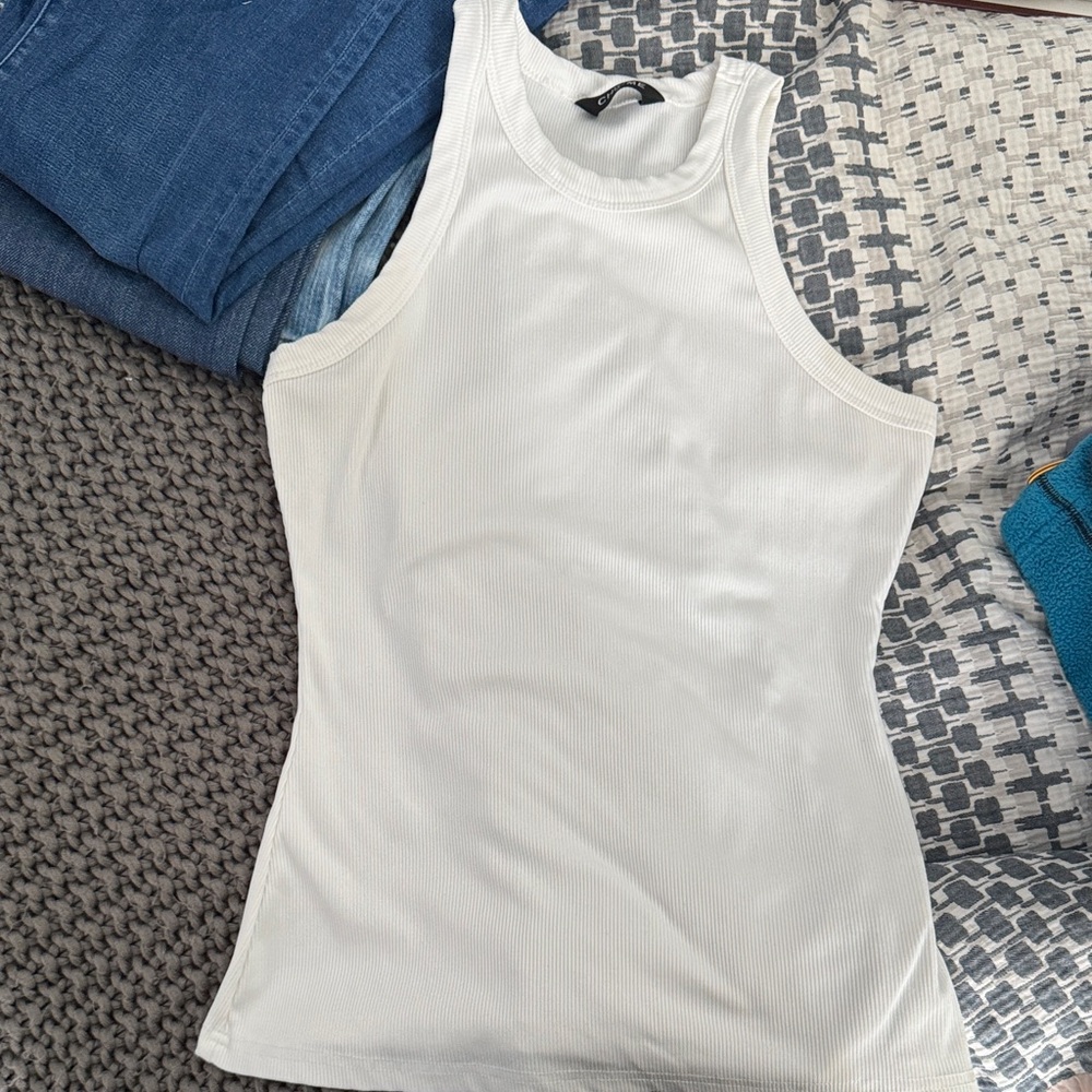 SHEIN White Ribbed Tank Top